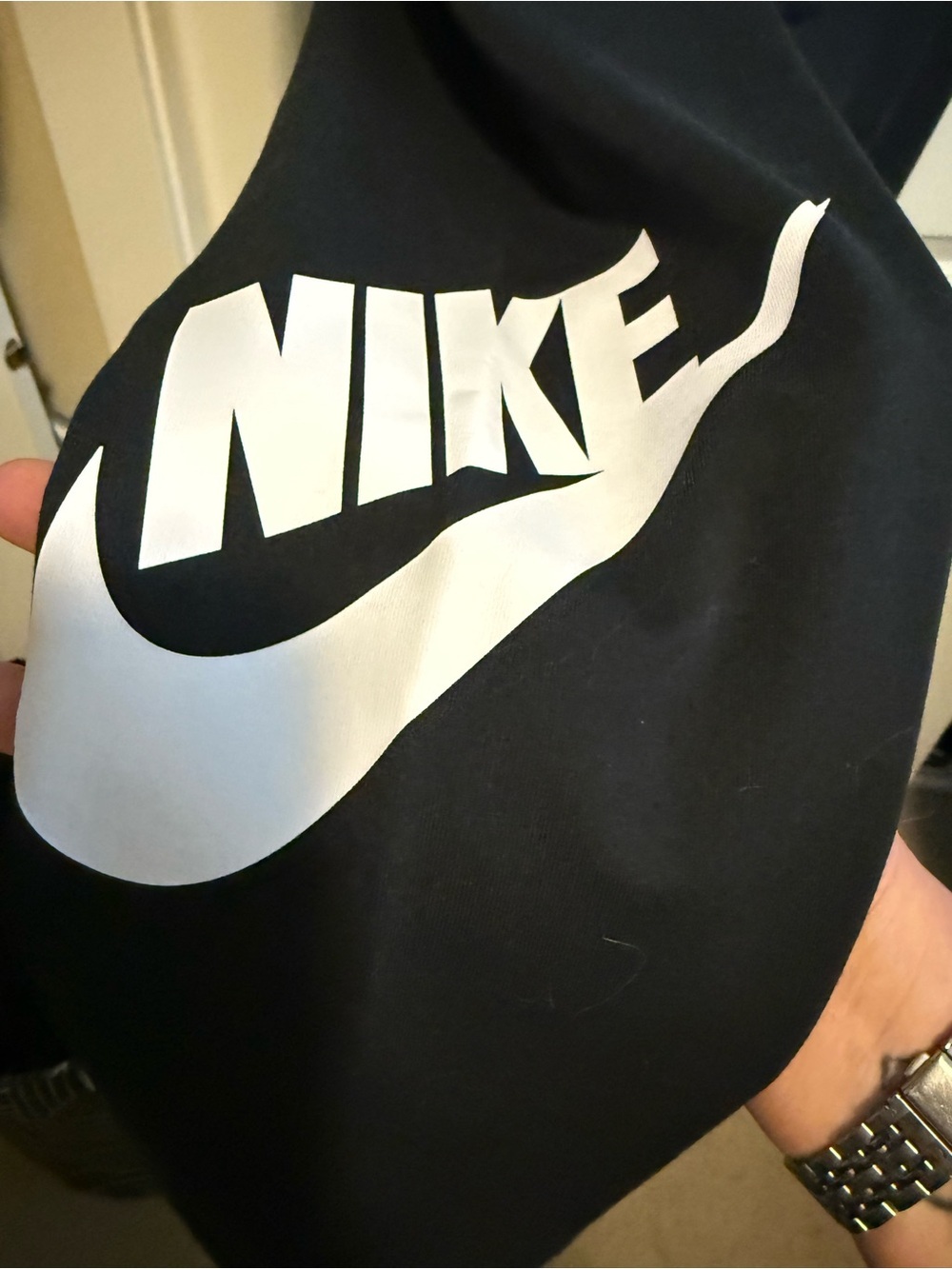 Nike Black Leggings with White Logo on Lower Leg - Picture 3 of 4